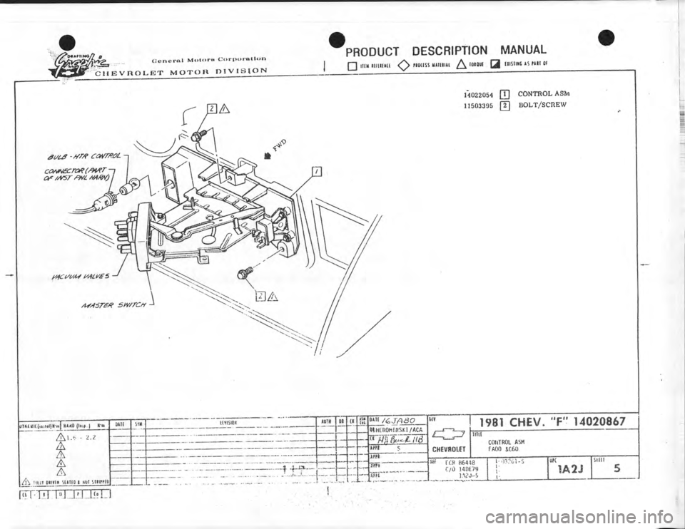 CHEVROLET CAMARO 1981 Assembly Manual CHEVROLET CAMARO 1981 Assembly Manual