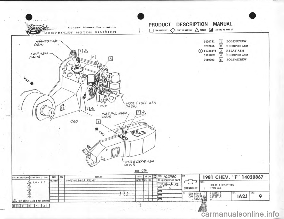 CHEVROLET CAMARO 1981 Assembly Manual CHEVROLET CAMARO 1981 Assembly Manual