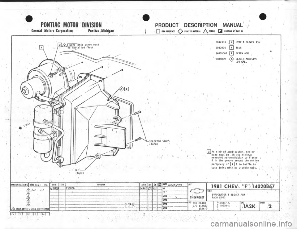 CHEVROLET CAMARO 1981 Assembly Manual CHEVROLET CAMARO 1981 Assembly Manual