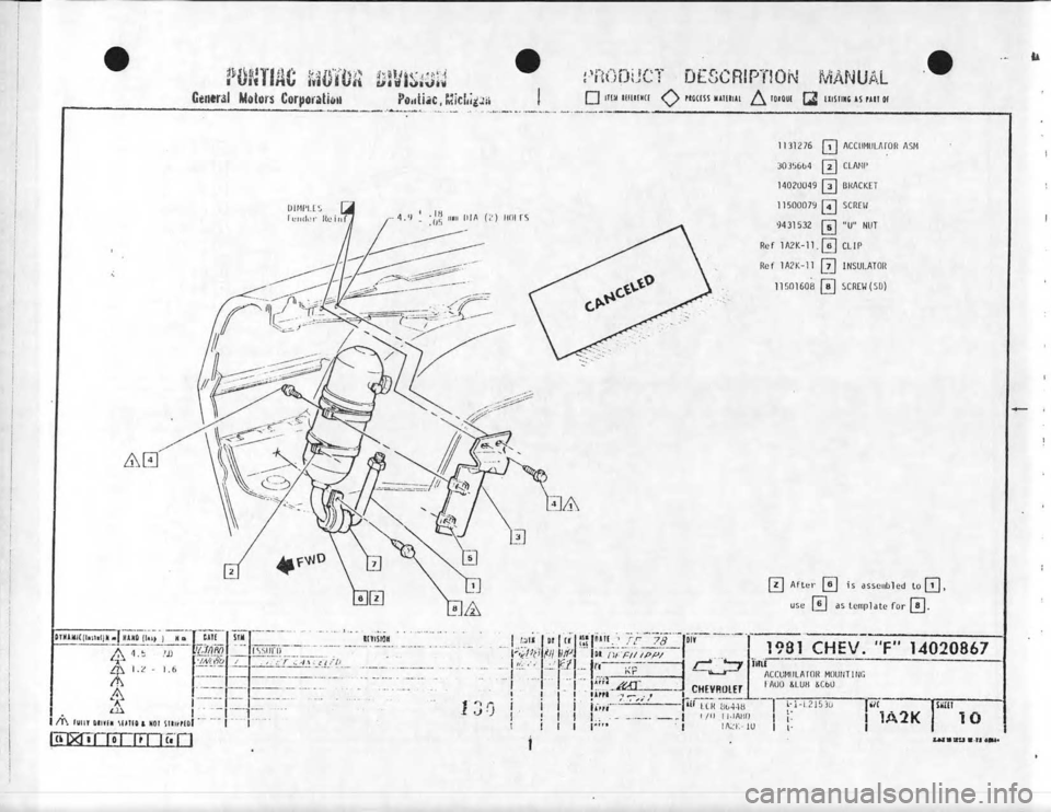 CHEVROLET CAMARO 1981 Assembly Manual CHEVROLET CAMARO 1981 Assembly Manual