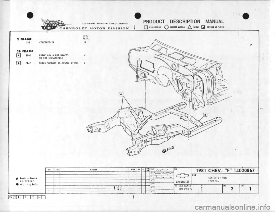 CHEVROLET CAMARO 1981 Assembly Manual CHEVROLET CAMARO 1981 Assembly Manual