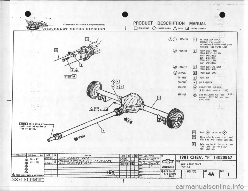 CHEVROLET CAMARO 1981 Assembly Manual CHEVROLET CAMARO 1981 Assembly Manual