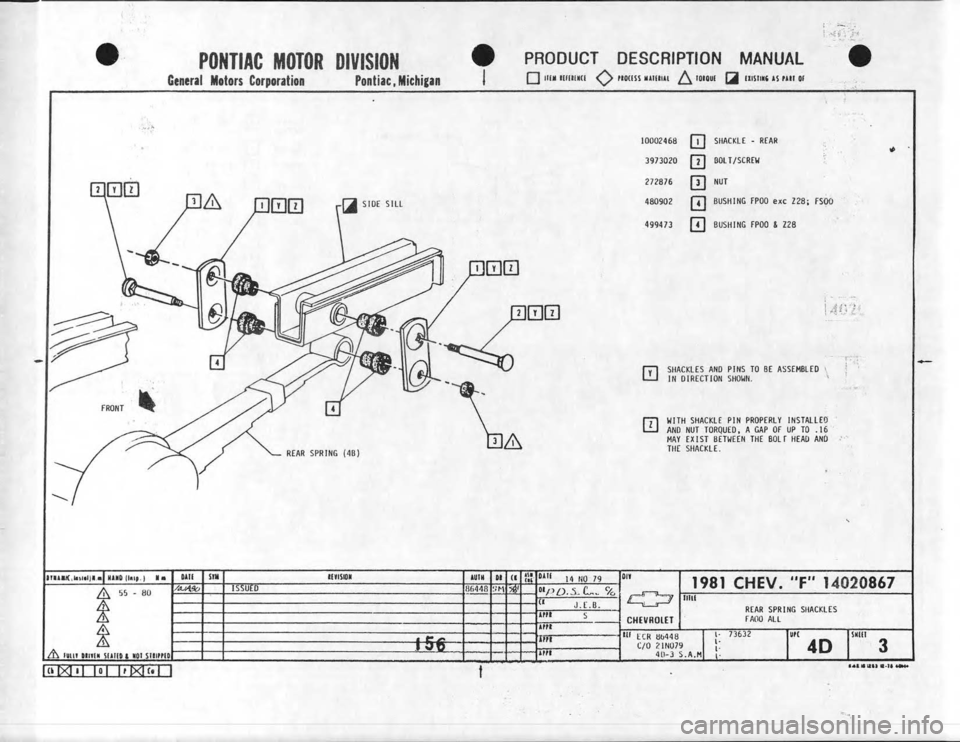 CHEVROLET CAMARO 1981 Assembly Manual CHEVROLET CAMARO 1981 Assembly Manual