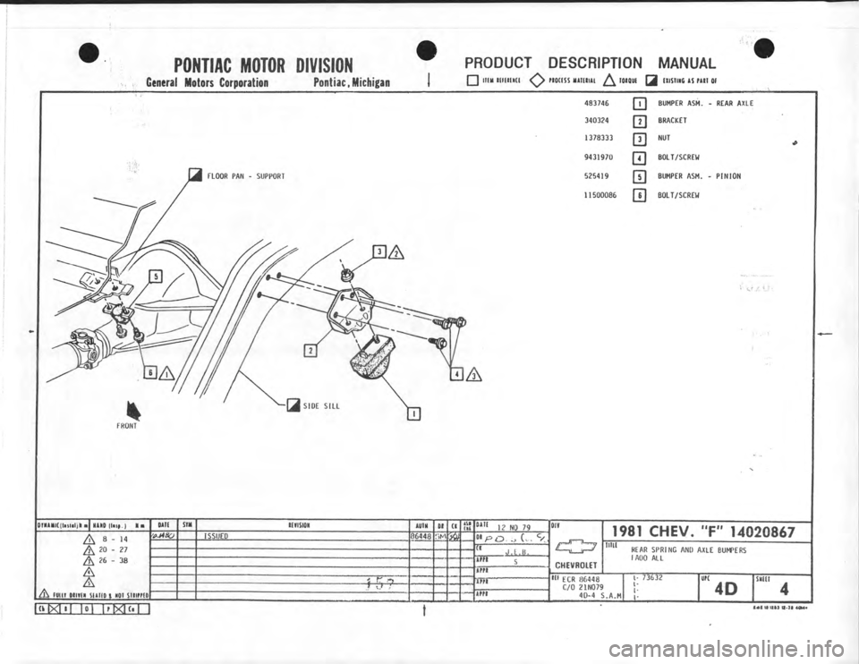 CHEVROLET CAMARO 1981 Assembly Manual CHEVROLET CAMARO 1981 Assembly Manual