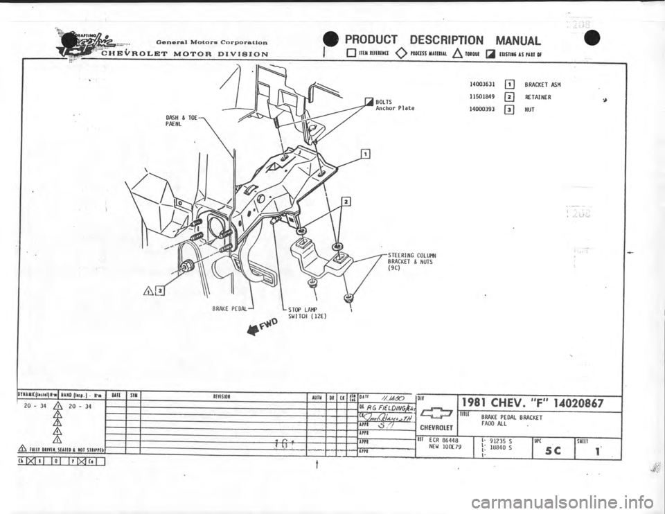 CHEVROLET CAMARO 1981 Assembly Manual CHEVROLET CAMARO 1981 Assembly Manual