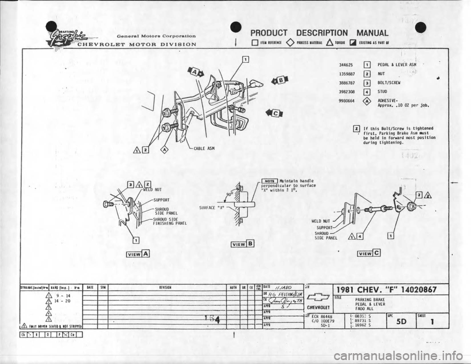 CHEVROLET CAMARO 1981 Assembly Manual CHEVROLET CAMARO 1981 Assembly Manual