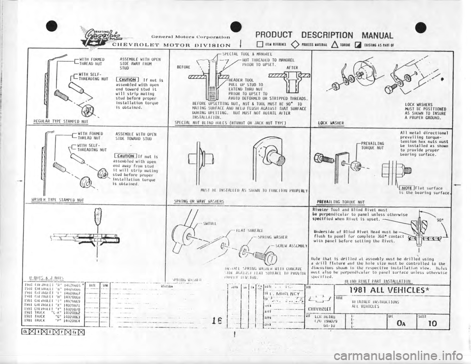 CHEVROLET CAMARO 1981  Assembly Manual 