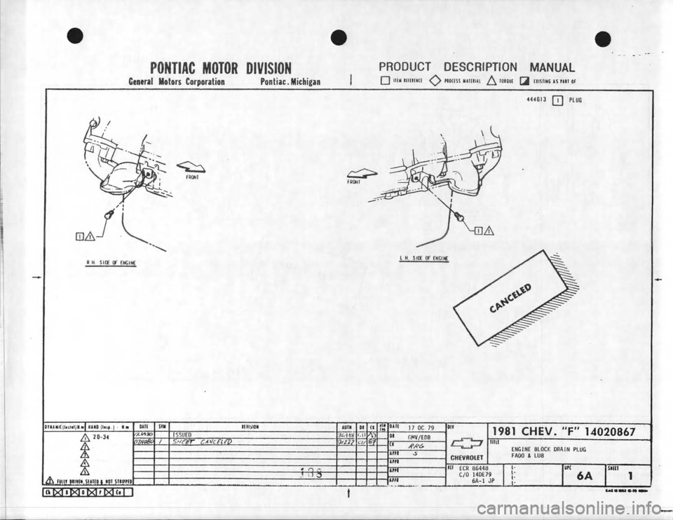 CHEVROLET CAMARO 1981 Assembly Manual CHEVROLET CAMARO 1981 Assembly Manual