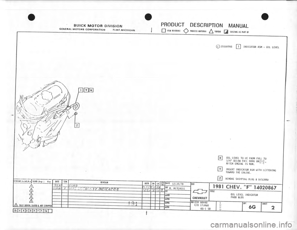 CHEVROLET CAMARO 1981 Assembly Manual CHEVROLET CAMARO 1981 Assembly Manual