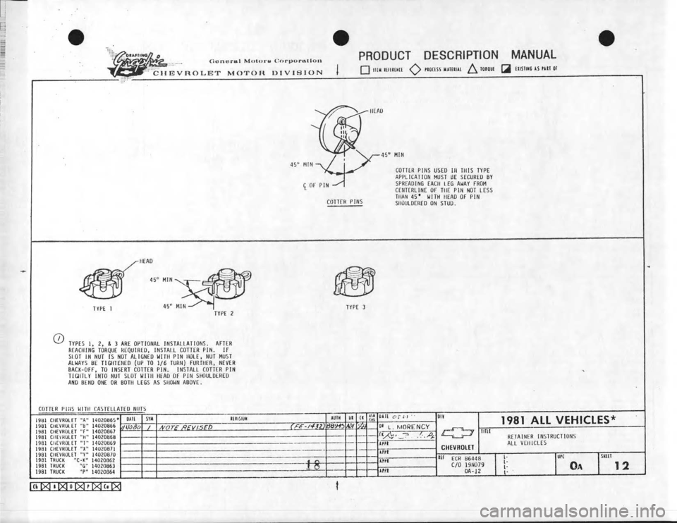 CHEVROLET CAMARO 1981 Assembly Manual CHEVROLET CAMARO 1981 Assembly Manual