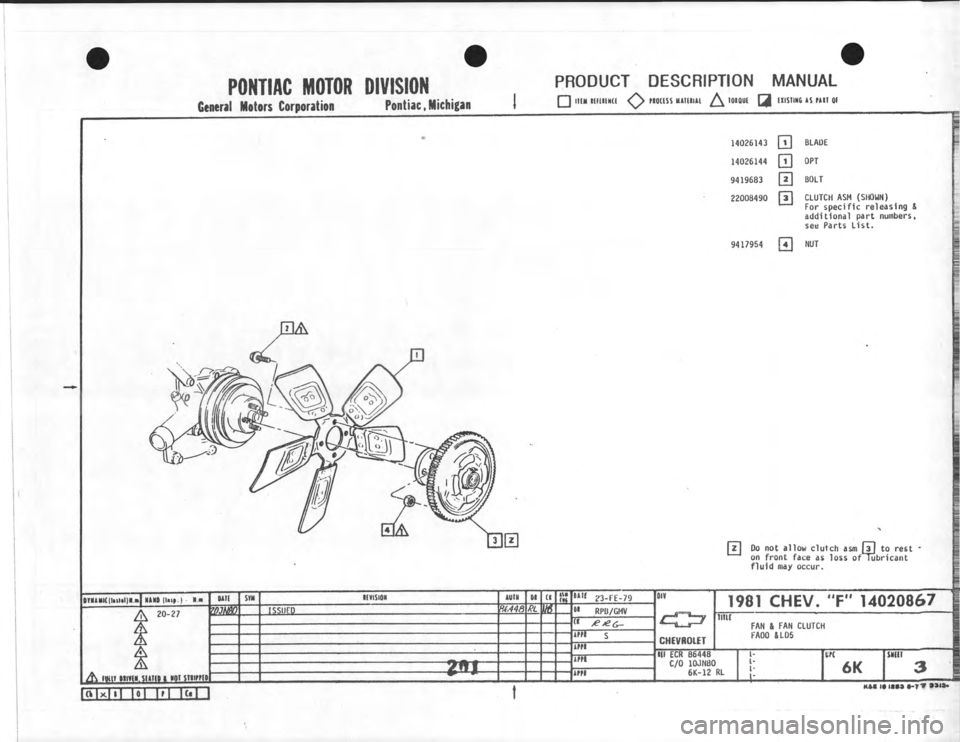 CHEVROLET CAMARO 1981 Assembly Manual CHEVROLET CAMARO 1981 Assembly Manual