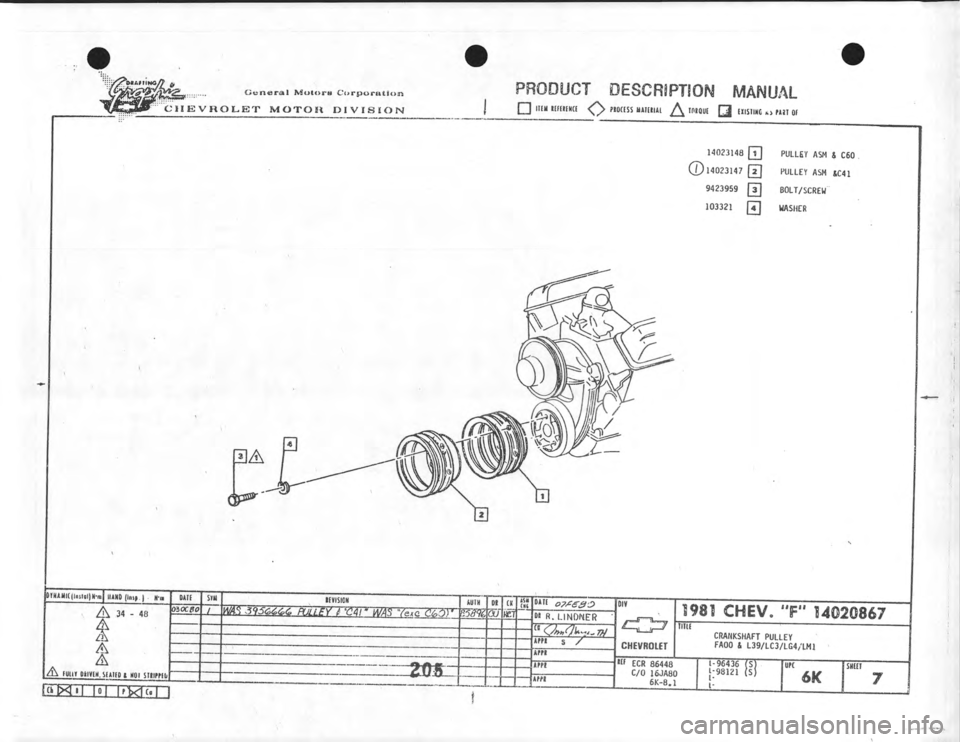 CHEVROLET CAMARO 1981 Assembly Manual CHEVROLET CAMARO 1981 Assembly Manual