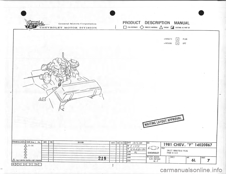 CHEVROLET CAMARO 1981 Assembly Manual CHEVROLET CAMARO 1981 Assembly Manual