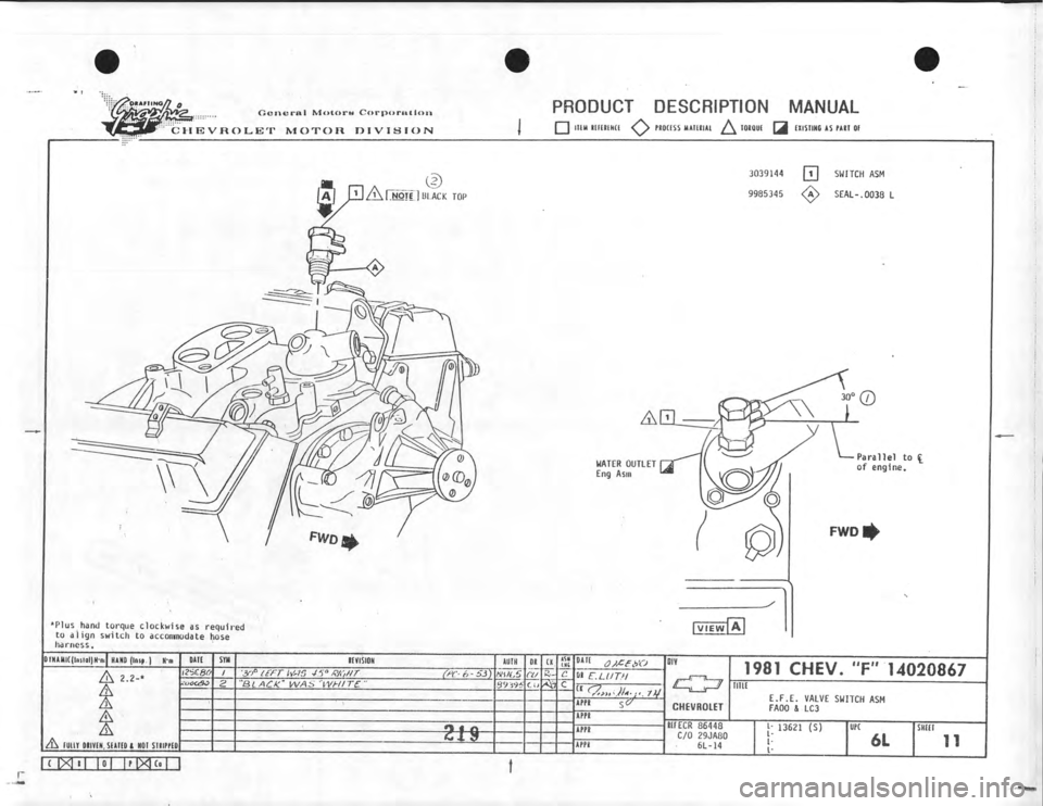 CHEVROLET CAMARO 1981 Assembly Manual CHEVROLET CAMARO 1981 Assembly Manual