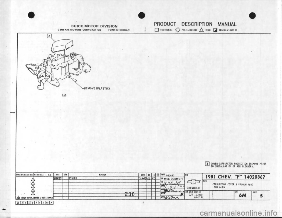 CHEVROLET CAMARO 1981 Assembly Manual CHEVROLET CAMARO 1981 Assembly Manual