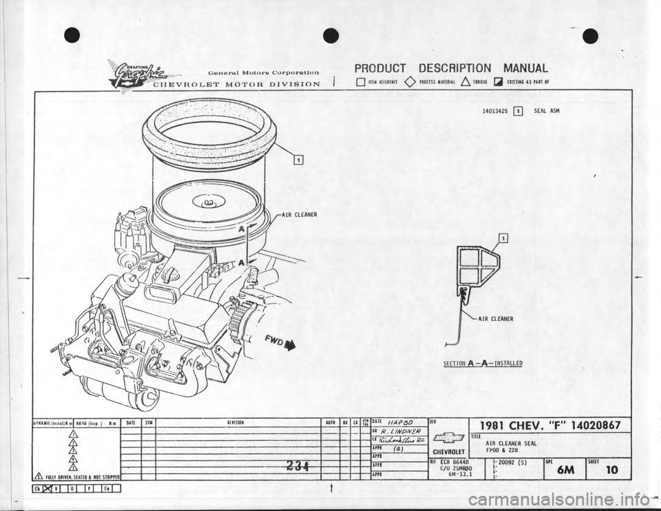 CHEVROLET CAMARO 1981 Assembly Manual CHEVROLET CAMARO 1981 Assembly Manual