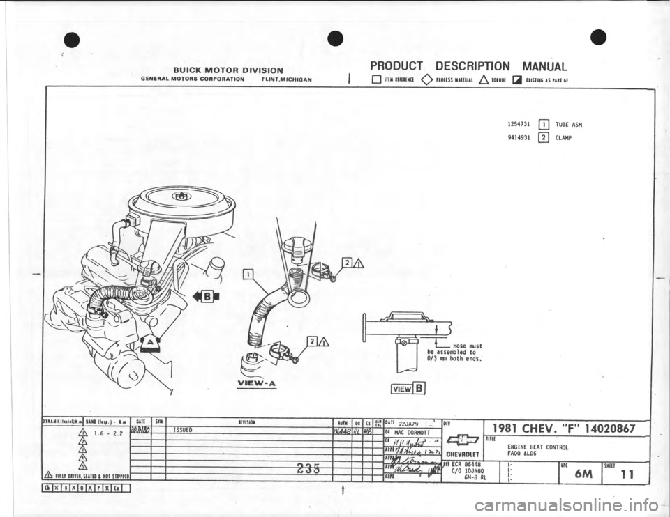 CHEVROLET CAMARO 1981 Assembly Manual CHEVROLET CAMARO 1981 Assembly Manual