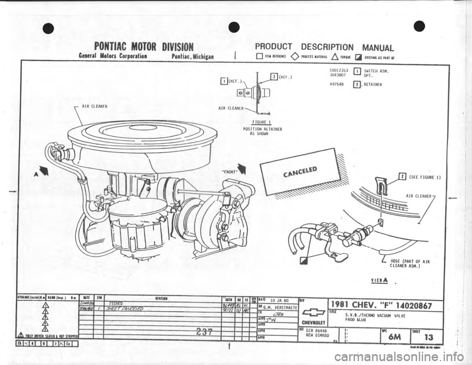CHEVROLET CAMARO 1981 Assembly Manual CHEVROLET CAMARO 1981 Assembly Manual