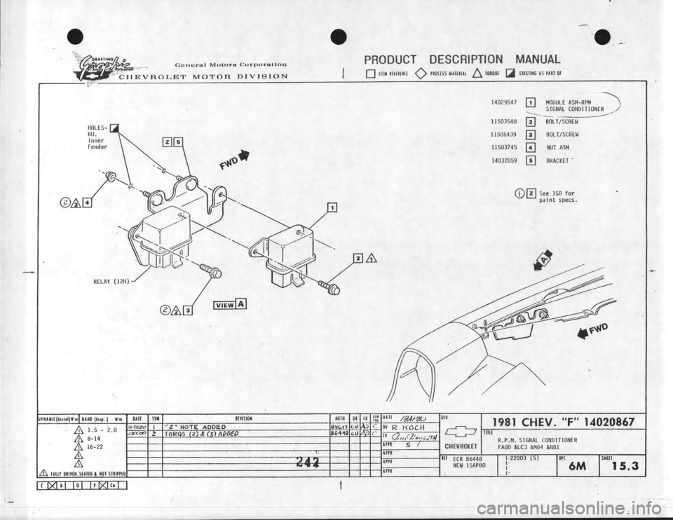 CHEVROLET CAMARO 1981 Assembly Manual CHEVROLET CAMARO 1981 Assembly Manual