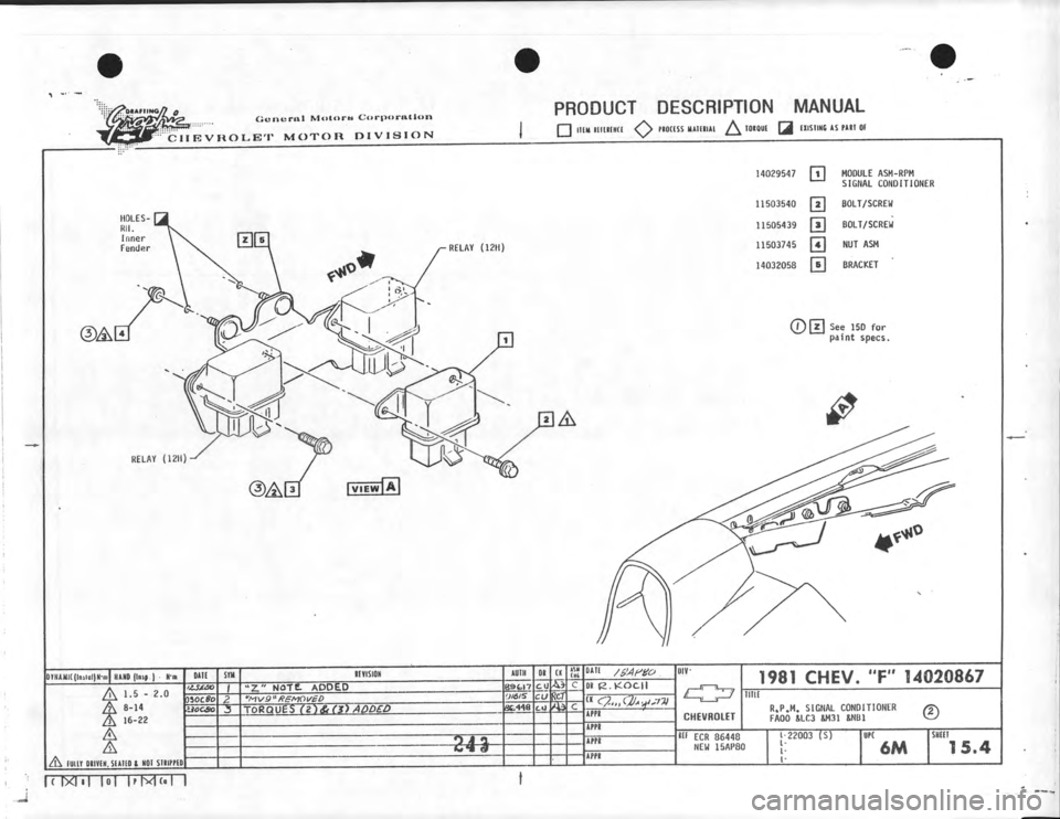 CHEVROLET CAMARO 1981 Assembly Manual CHEVROLET CAMARO 1981 Assembly Manual