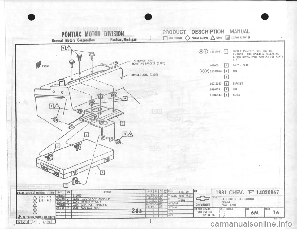 CHEVROLET CAMARO 1981 Assembly Manual CHEVROLET CAMARO 1981 Assembly Manual
