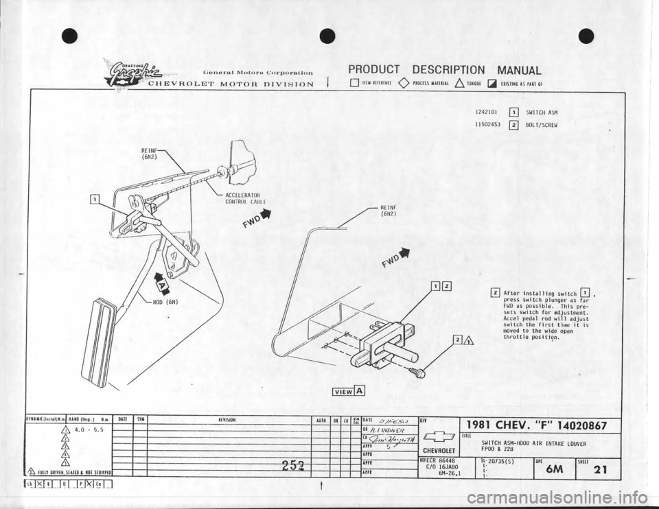 CHEVROLET CAMARO 1981 Assembly Manual CHEVROLET CAMARO 1981 Assembly Manual