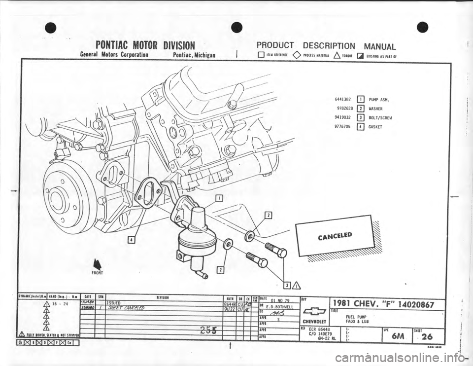 CHEVROLET CAMARO 1981 Assembly Manual CHEVROLET CAMARO 1981 Assembly Manual