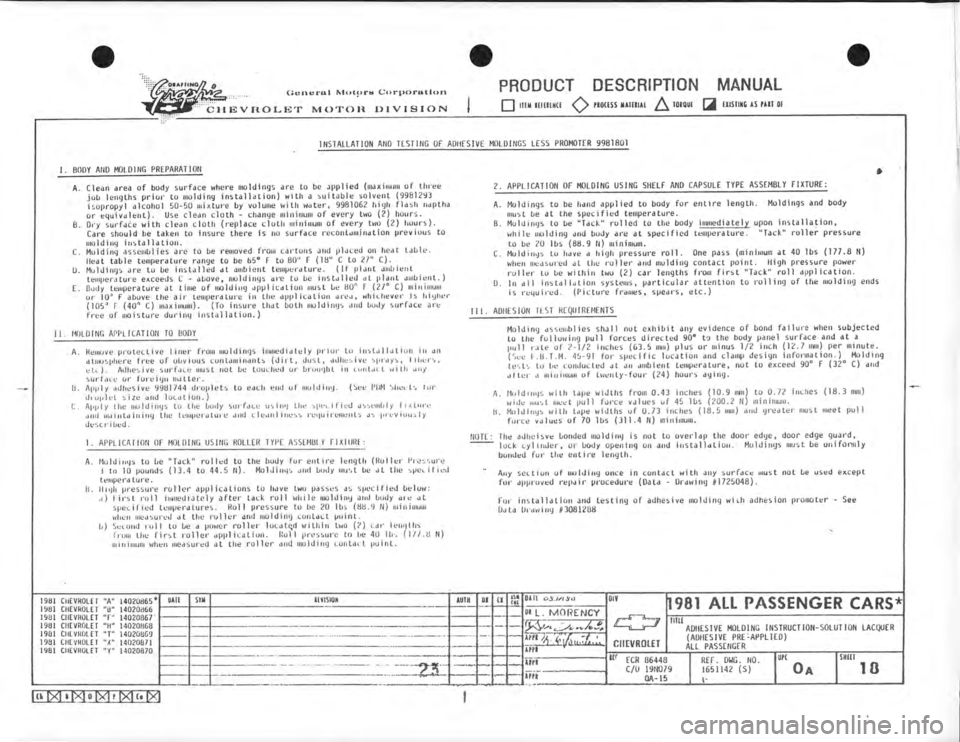 CHEVROLET CAMARO 1981 Assembly Manual CHEVROLET CAMARO 1981 Assembly Manual