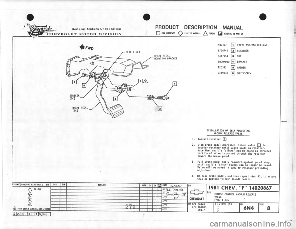 CHEVROLET CAMARO 1981  Assembly Manual 
