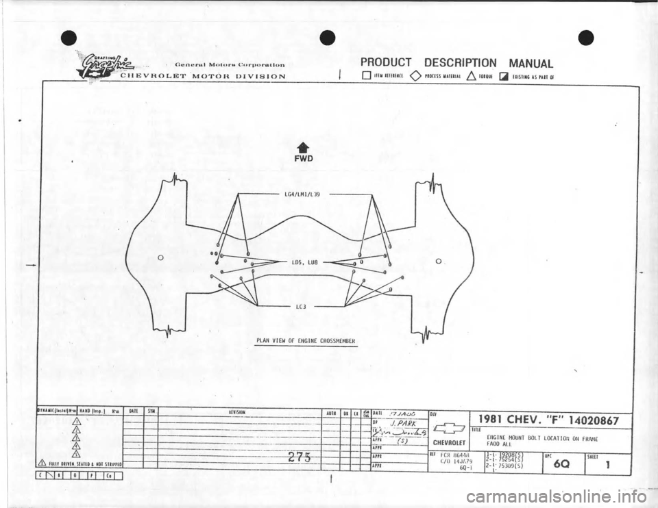 CHEVROLET CAMARO 1981  Assembly Manual 