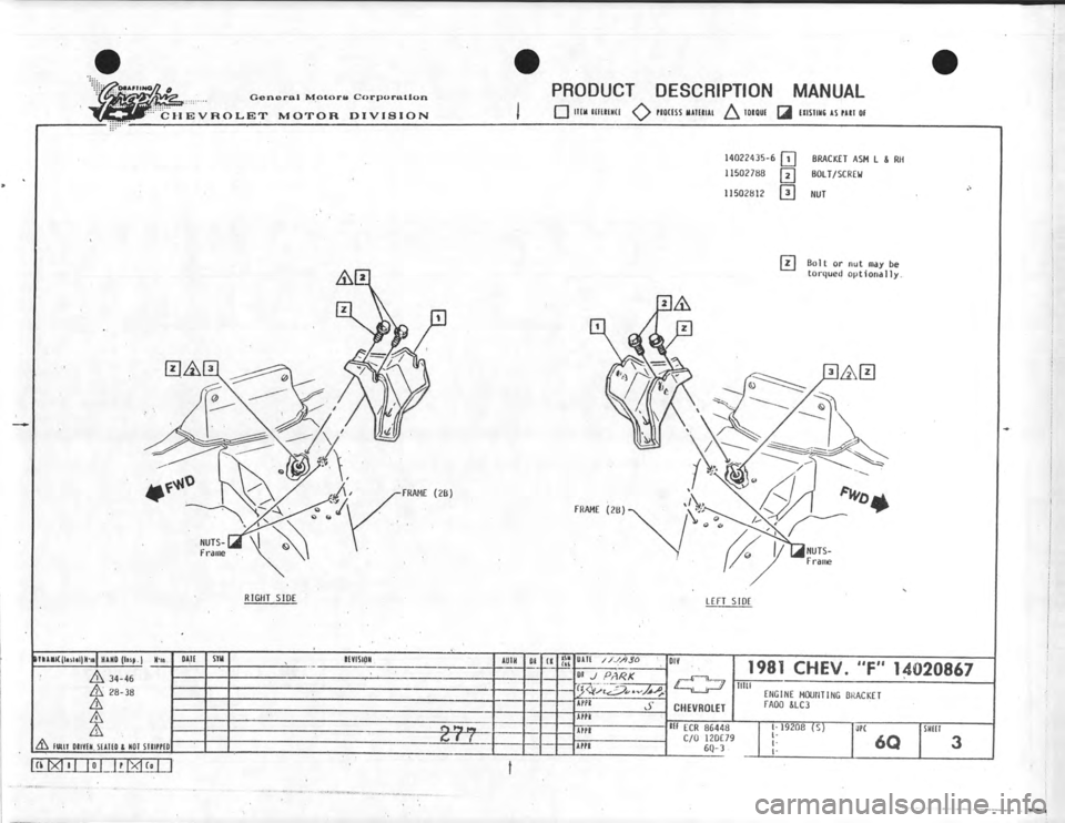 CHEVROLET CAMARO 1981  Assembly Manual 