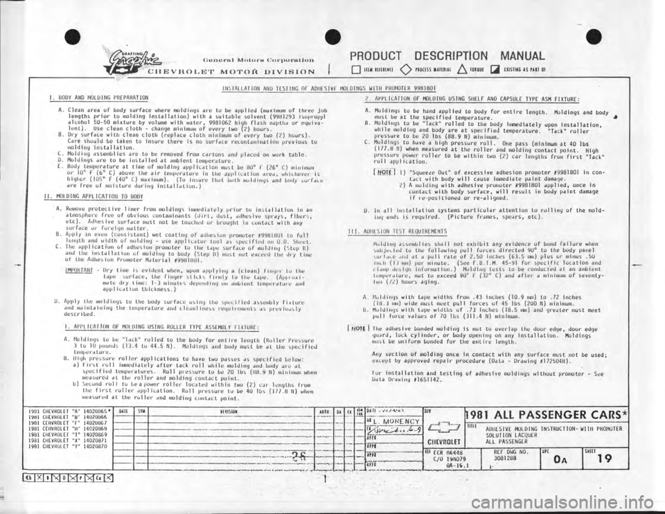 CHEVROLET CAMARO 1981 Assembly Manual CHEVROLET CAMARO 1981 Assembly Manual