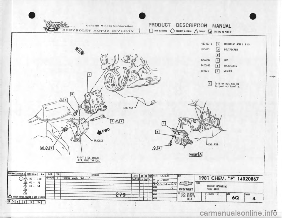 CHEVROLET CAMARO 1981 Assembly Manual CHEVROLET CAMARO 1981 Assembly Manual