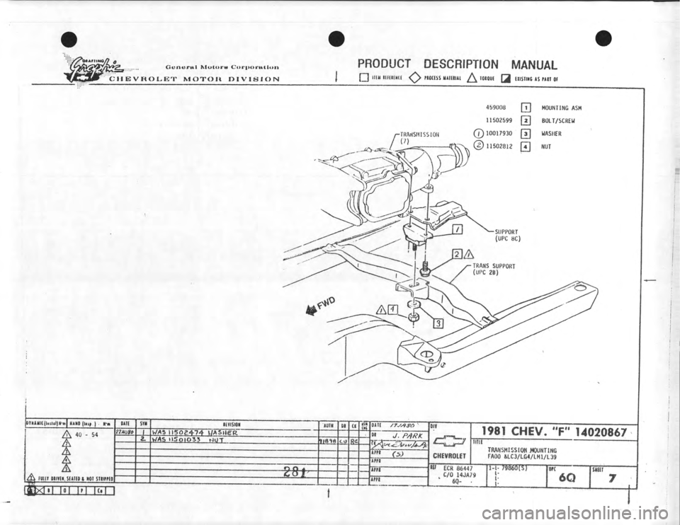 CHEVROLET CAMARO 1981 Assembly Manual CHEVROLET CAMARO 1981 Assembly Manual
