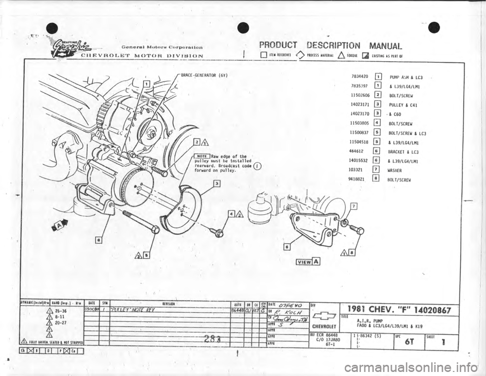 CHEVROLET CAMARO 1981 Assembly Manual CHEVROLET CAMARO 1981 Assembly Manual