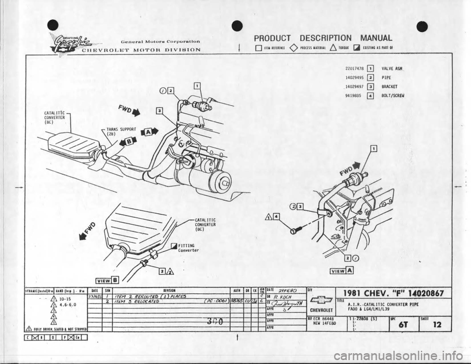 CHEVROLET CAMARO 1981 Assembly Manual CHEVROLET CAMARO 1981 Assembly Manual