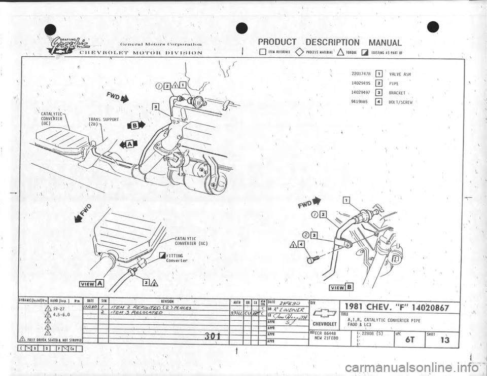 CHEVROLET CAMARO 1981 Assembly Manual CHEVROLET CAMARO 1981 Assembly Manual