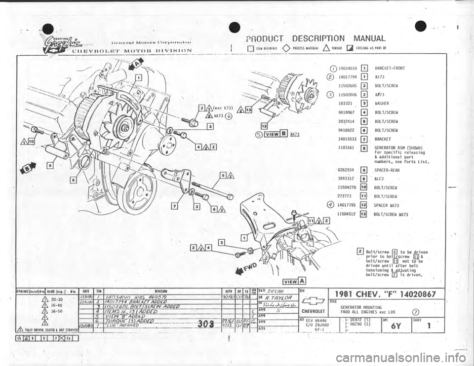 CHEVROLET CAMARO 1981 Assembly Manual CHEVROLET CAMARO 1981 Assembly Manual