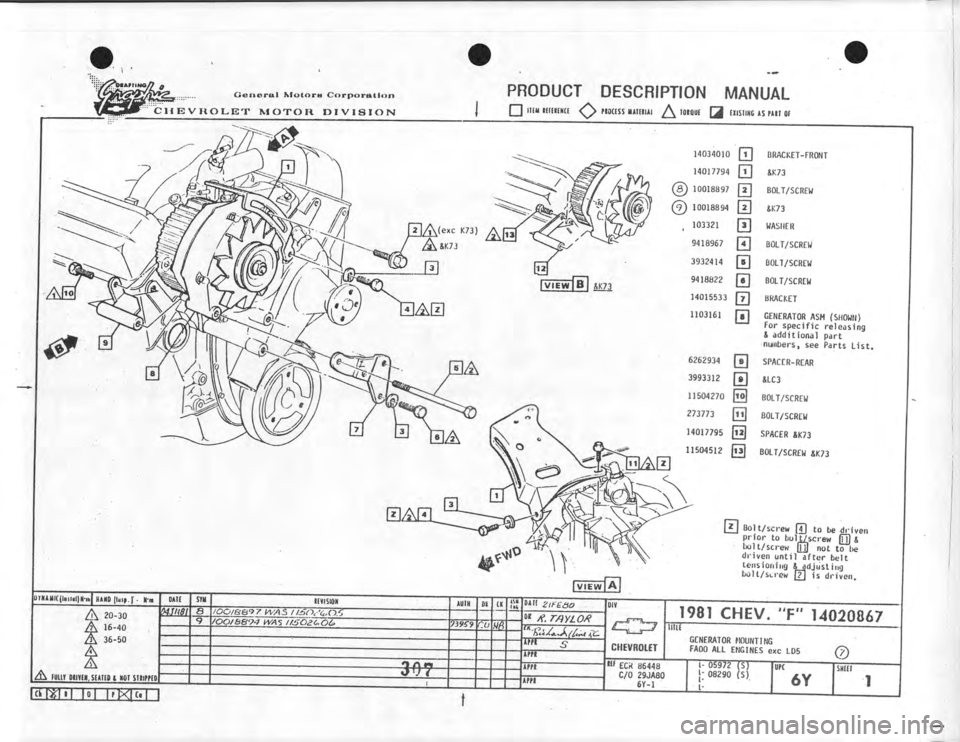 CHEVROLET CAMARO 1981 Assembly Manual CHEVROLET CAMARO 1981 Assembly Manual