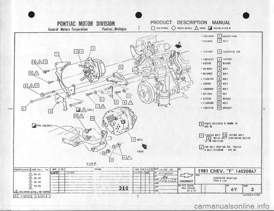CHEVROLET CAMARO 1981 Assembly Manual CHEVROLET CAMARO 1981 Assembly Manual