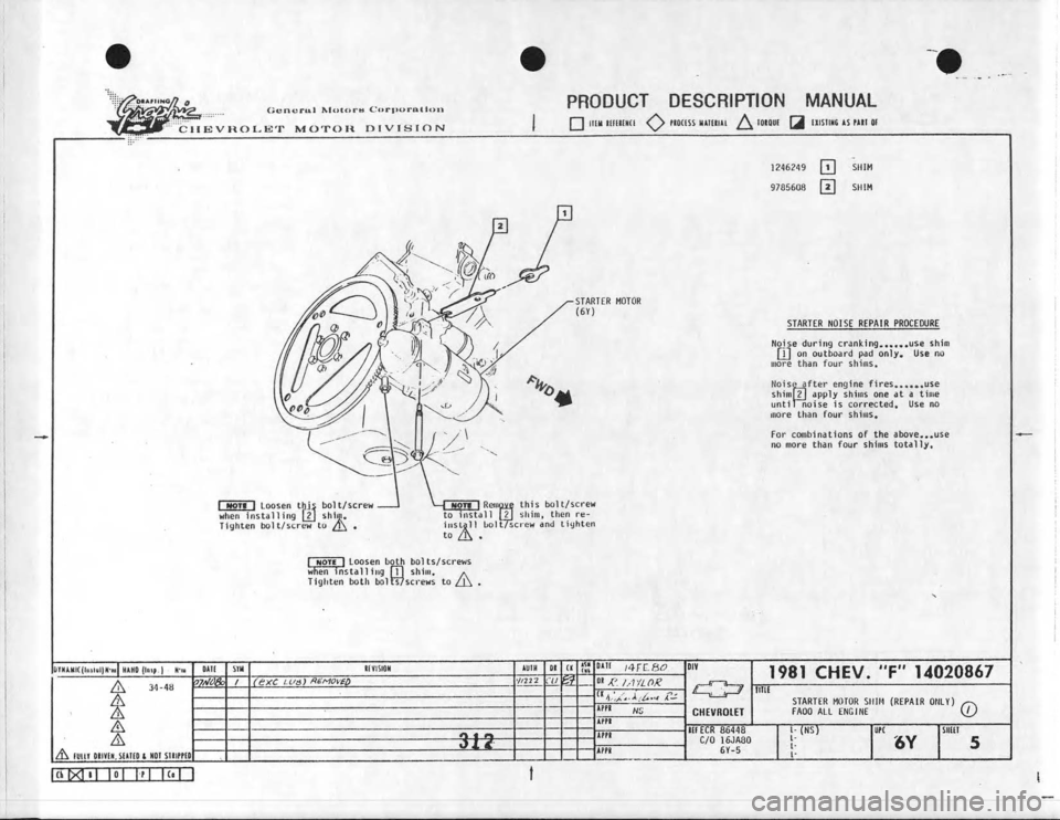 CHEVROLET CAMARO 1981 Assembly Manual CHEVROLET CAMARO 1981 Assembly Manual