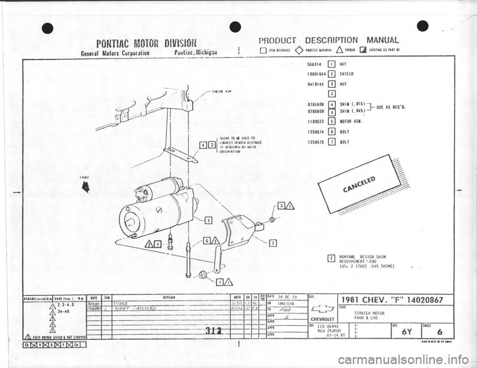 CHEVROLET CAMARO 1981 Assembly Manual CHEVROLET CAMARO 1981 Assembly Manual