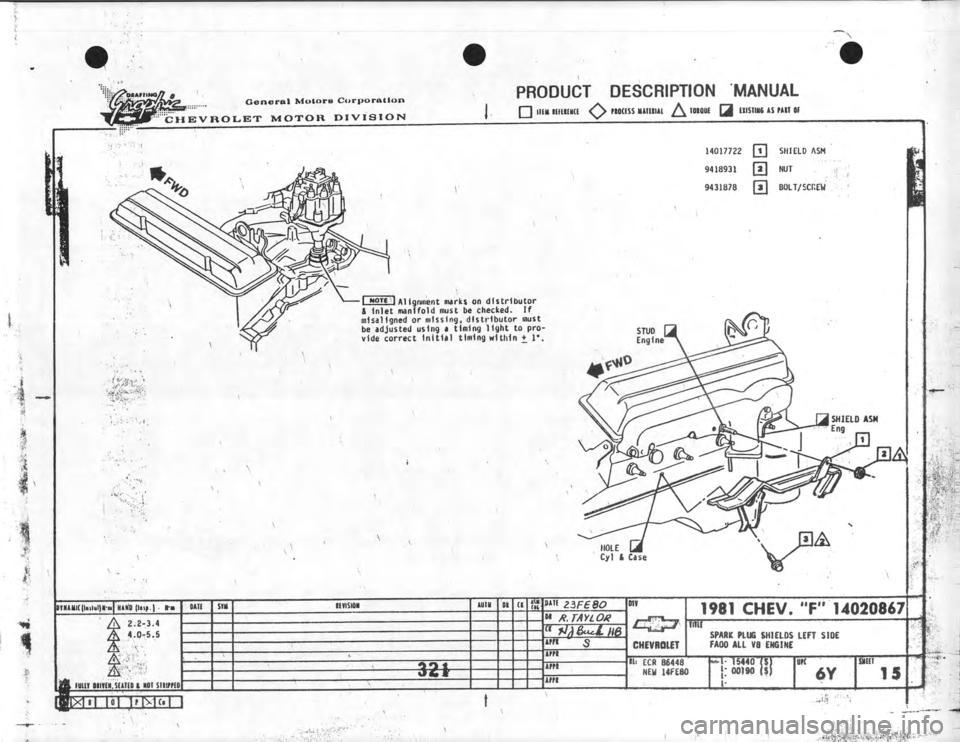 CHEVROLET CAMARO 1981  Assembly Manual 