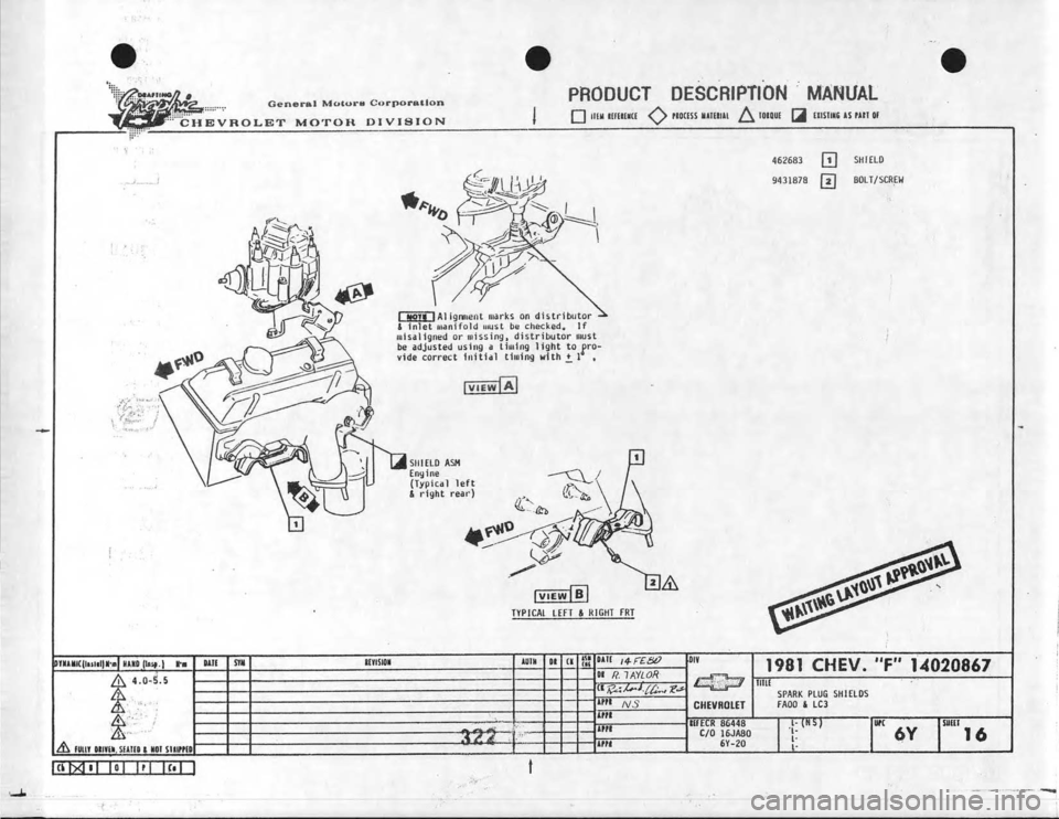 CHEVROLET CAMARO 1981  Assembly Manual 