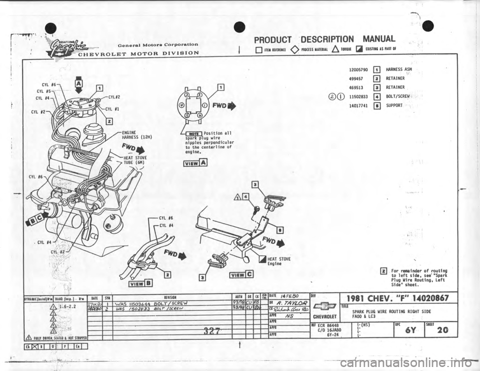 CHEVROLET CAMARO 1981  Assembly Manual 