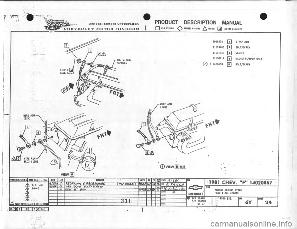 CHEVROLET CAMARO 1981 Assembly Manual CHEVROLET CAMARO 1981 Assembly Manual