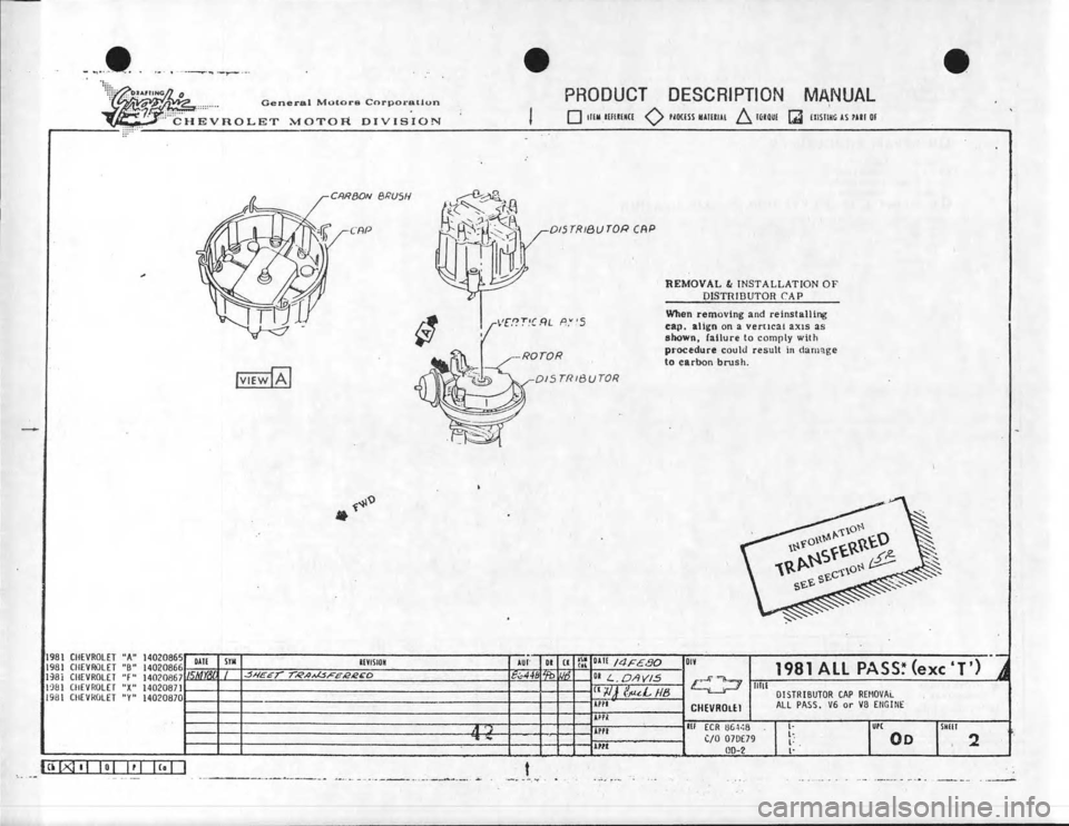 CHEVROLET CAMARO 1981  Assembly Manual 