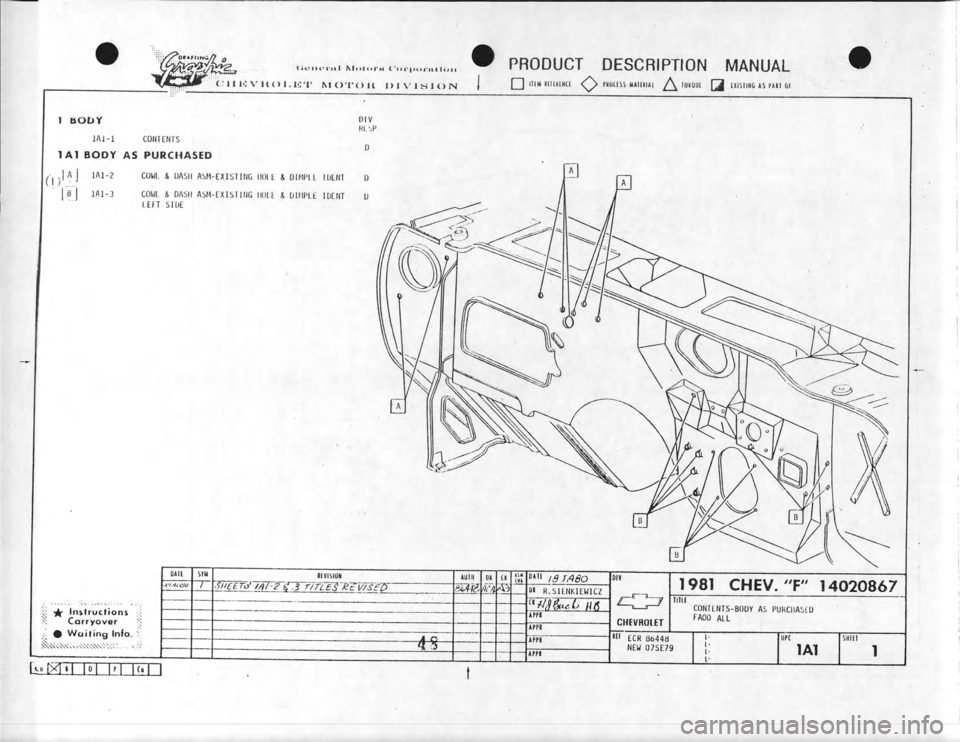 CHEVROLET CAMARO 1981 Assembly Manual CHEVROLET CAMARO 1981 Assembly Manual