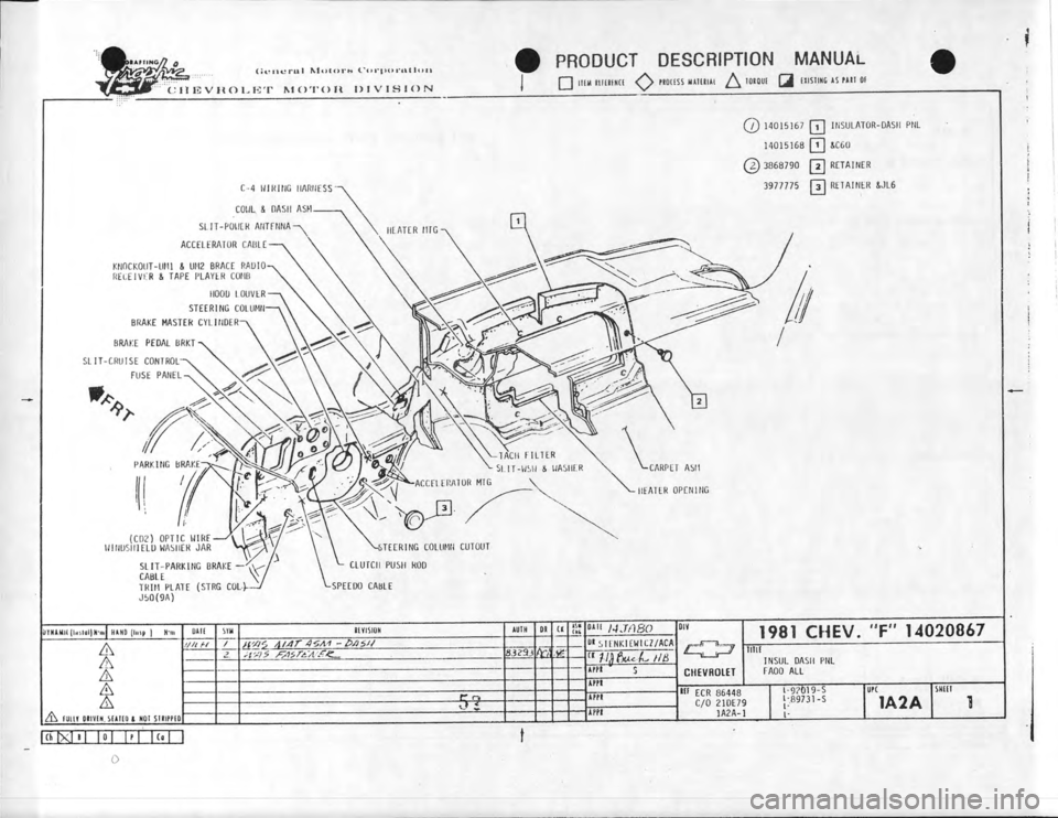 CHEVROLET CAMARO 1981 Assembly Manual CHEVROLET CAMARO 1981 Assembly Manual