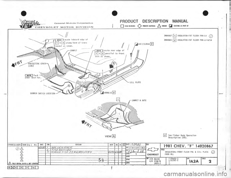 CHEVROLET CAMARO 1981 Assembly Manual CHEVROLET CAMARO 1981 Assembly Manual